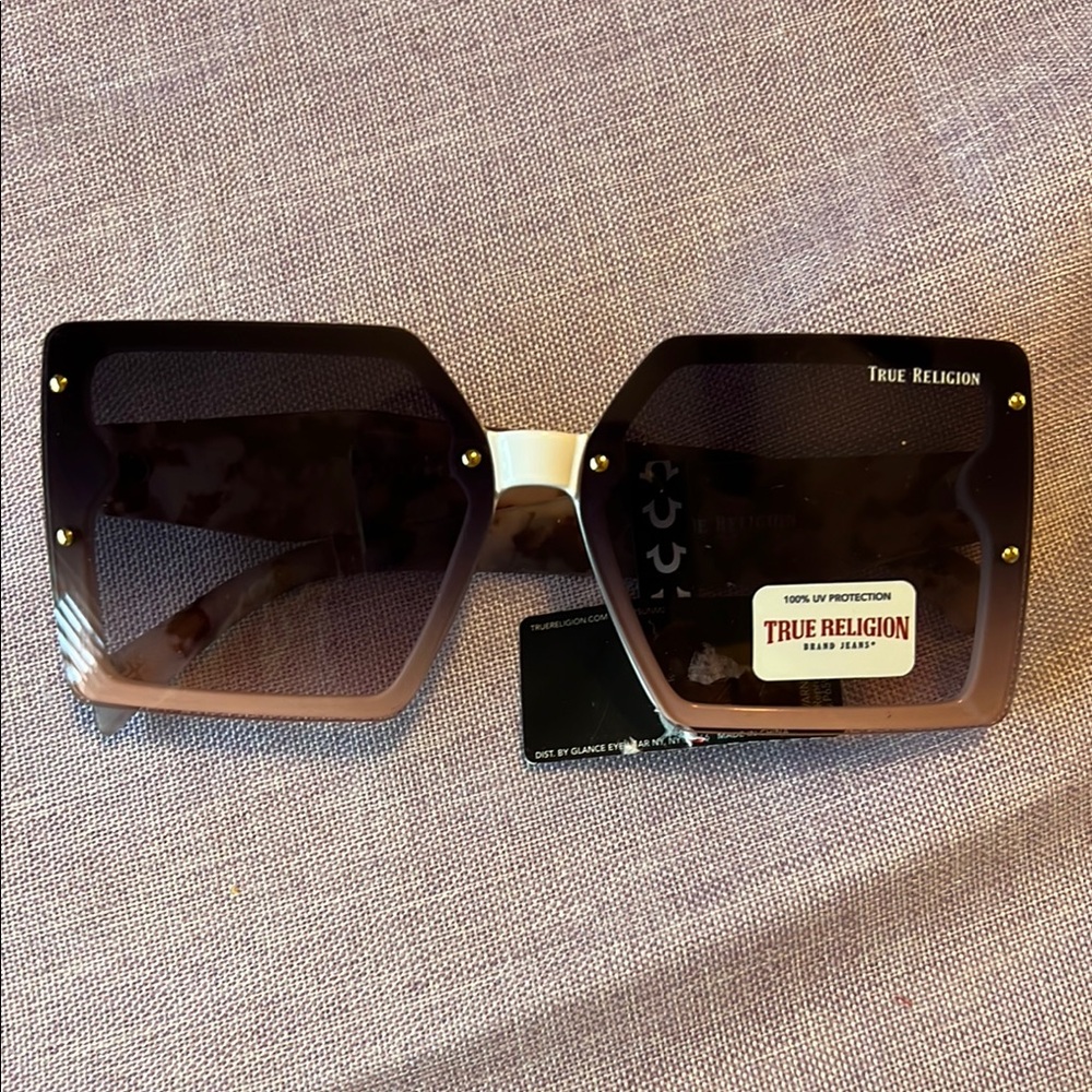 True Religion Brown Gradient Oversized Square Sunglasses